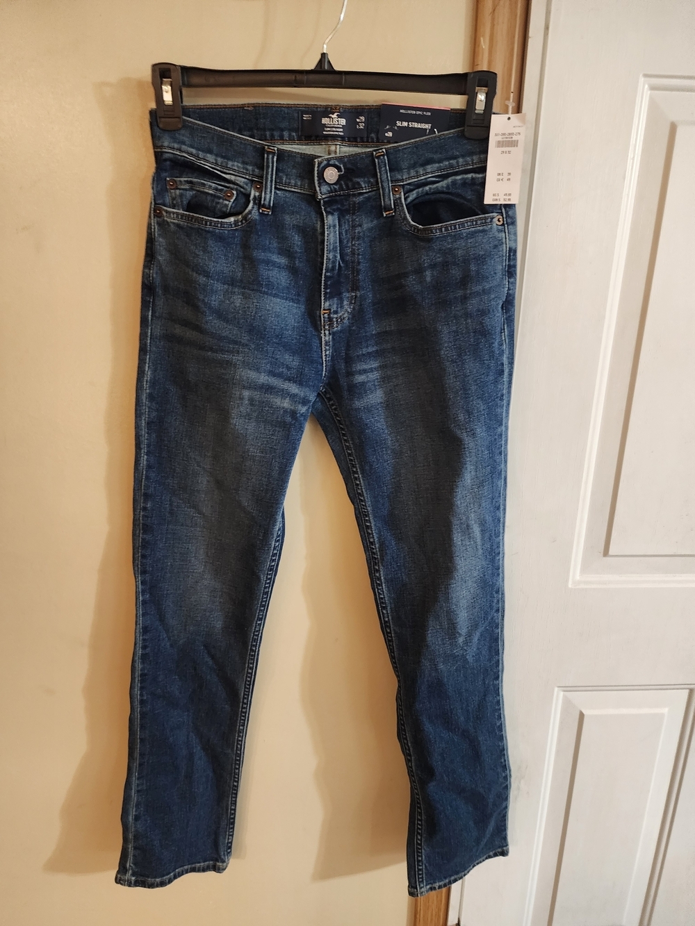 Hollister Men’s Slim Straight Jeans - Dark Blue Wash 29 W BY 32 L